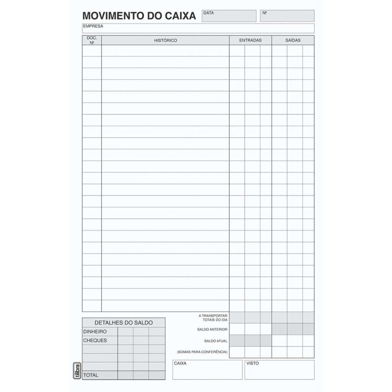 LIVRO MOVIMENTO DO CAIXA 1/4 100FLS 156540 TILIBRA UND