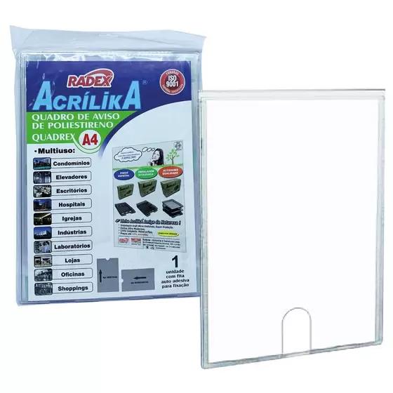 QUADRO DE AVISO DE POLIESTIRENO MULTIUSO A4 CRISTAL 5353 RADEX UND