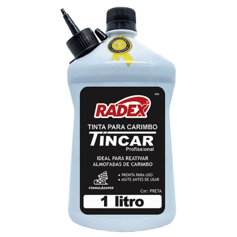 TINTA P/CARIMBO TINCAR 1000ML 181 PRETA RADEX UND