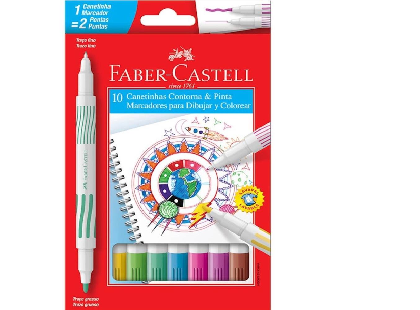 MARCADOR DUPLA PONTA C/ 10 150110DUO CORES FABER CASTELL UND