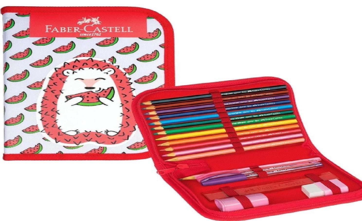 ESTOJO KIT ESCOLAR 18PCS PORCO ESPINHO 182220VM FABER CASTELL UND