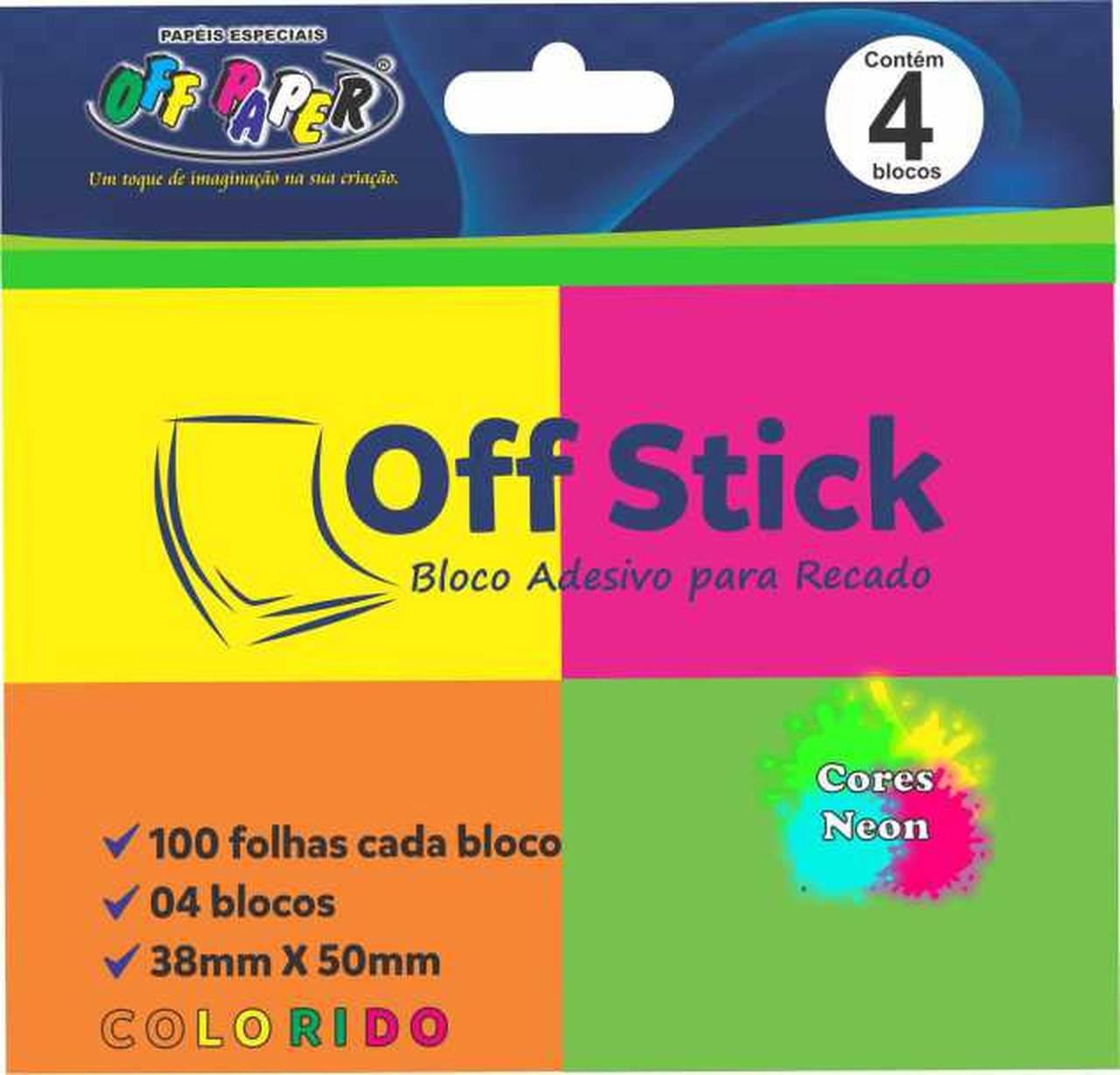 BLOCO ANOTACAO 38MMX50MM C/100FLS OFF STICK CORES OFF PAPER UND