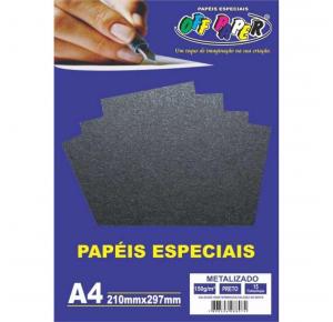 PAPEL METALIZADO A4 150GRS PRETO OFF PAPER PCT C/15 FLS