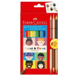 LAPIS DE COR 12 CORES CARAS & CORES 6 TONS DE PELE 120112CC FABER CASTELL