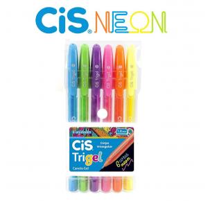 CANETA ESF. GEL 1.0 MM TRIGEL NEON CORES CIS ESTOJO C/ 06 UNDS