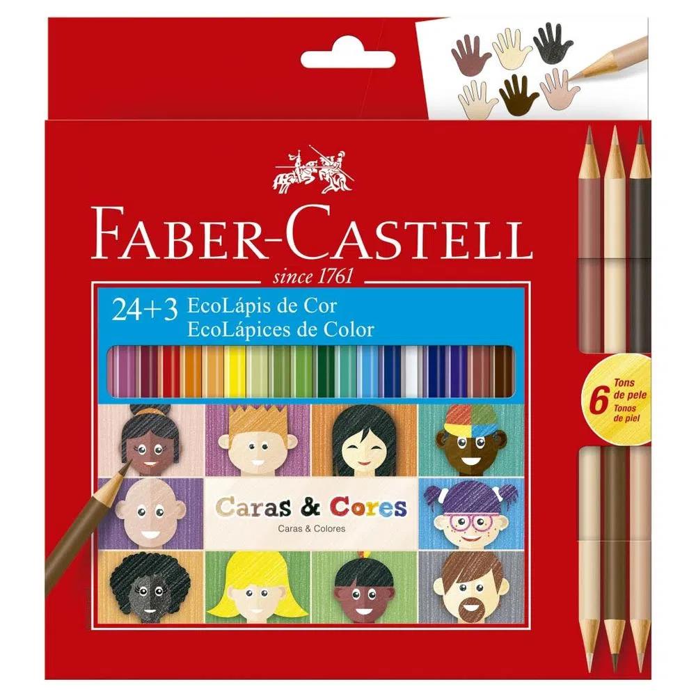 LAPIS DE COR 24 CORES CARAS & CORES 6 TONS DE PELE 120124CC FABER CASTELL