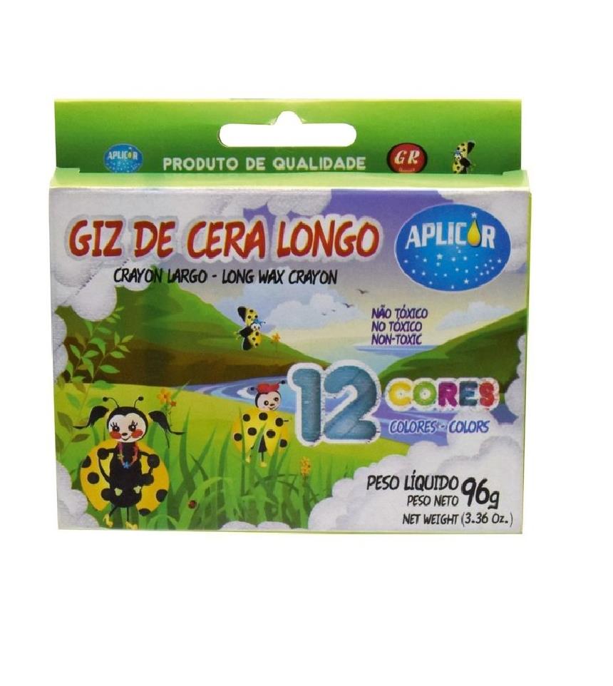 GIZ DE CERA 12 CORES LONGO APLICOR