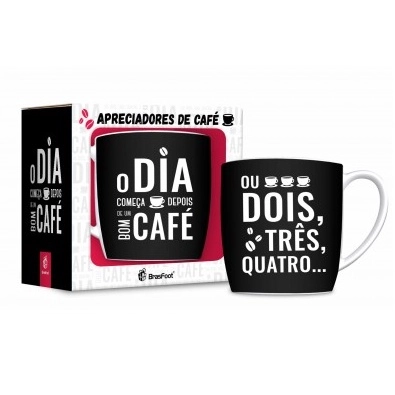 CANECA PORCELANA 360ML O DIA COMECA DEPOIS DE UM BOM CAFE 5767 BRASFOOT