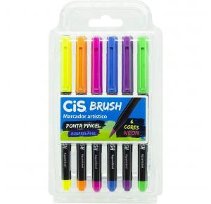 MARCADOR BRUSH AQUARELAVEL NEON CIS ESTOJO C/ 06 UNDS