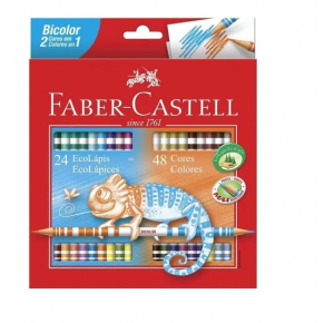 LAPIS DE COR 48 CORES 24 LAPIS BICOLOR 120624G FABER CASTELL 