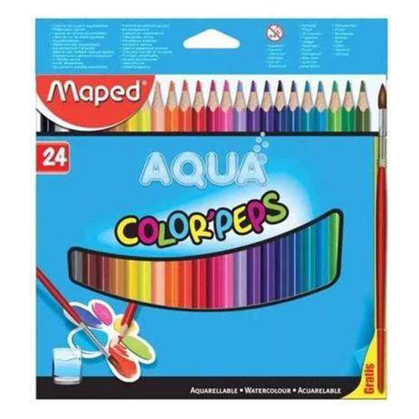 LAPIS DE COR 24 CORES COLOR PEPS AQUARELAVEL C PINCEL 836013 MAPED