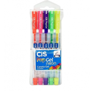 CANETA ESF. 1.0 POP GEL NEON CORES CIS 