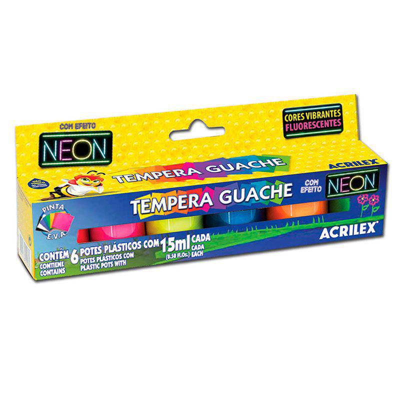 TINTA GUACHE 15ML C/06 CORES NEON 01006 ACRILEX UND