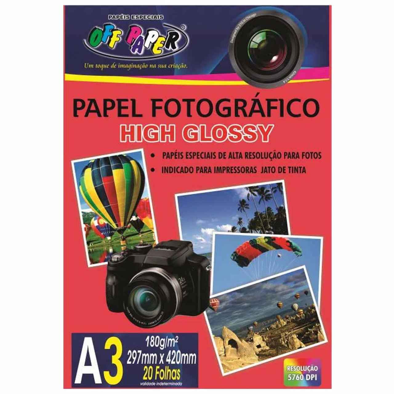 PAPEL FOTO A3 180GRS HIGH GLOSSY OFF PAPER PCT C/20 FLS