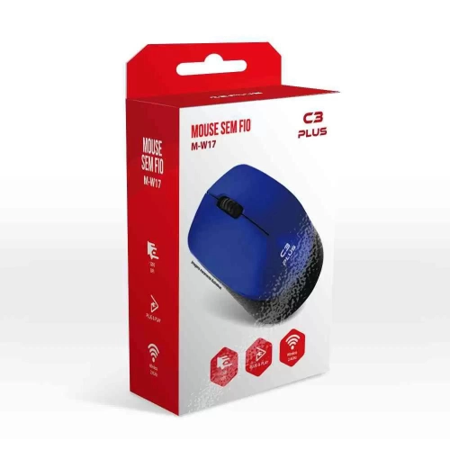 MOUSE OPTICO S/ FIO M-W17BL AZUL C3TECH UND