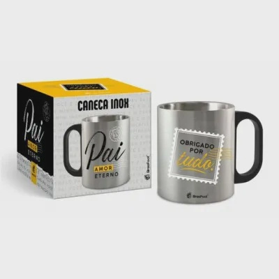 CANECA METAL INOX 300ML PAI AMOR ETERNO 11996 BRASFOOT UND