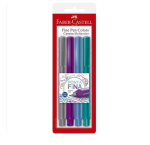 CANETA ESF. FINE PEN 0.4MM C/ 4 CORES FABER CASTELL 