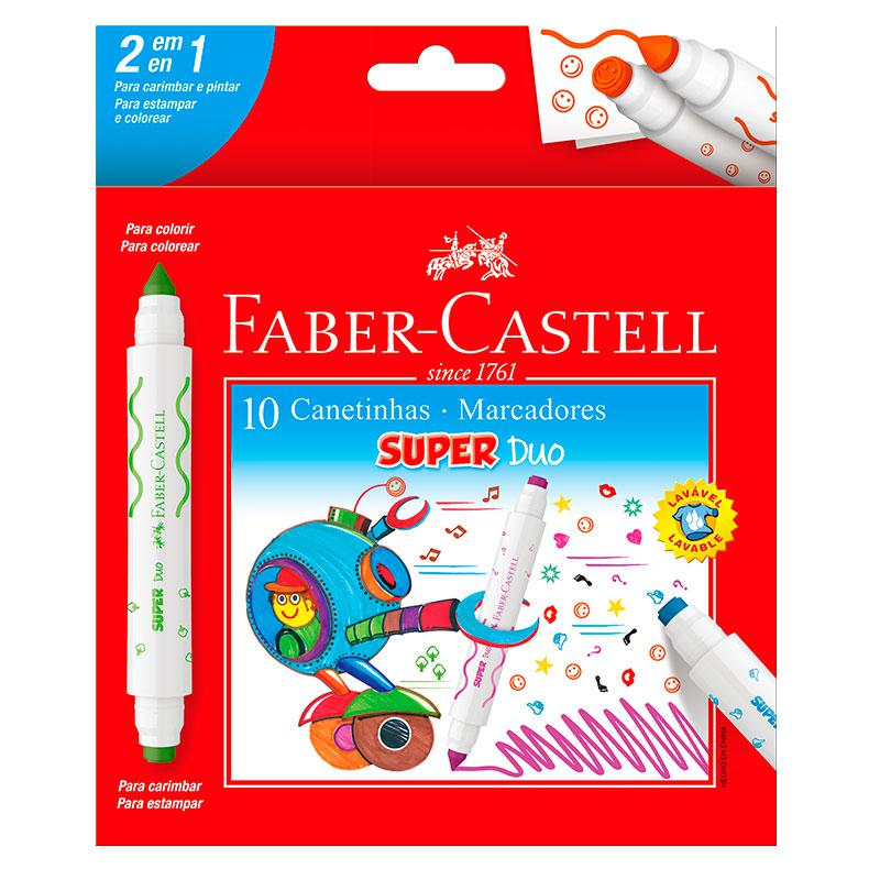 MARCADOR SUPER DUO 2 PONTAS C/ 10 CORES FABER CASTELL