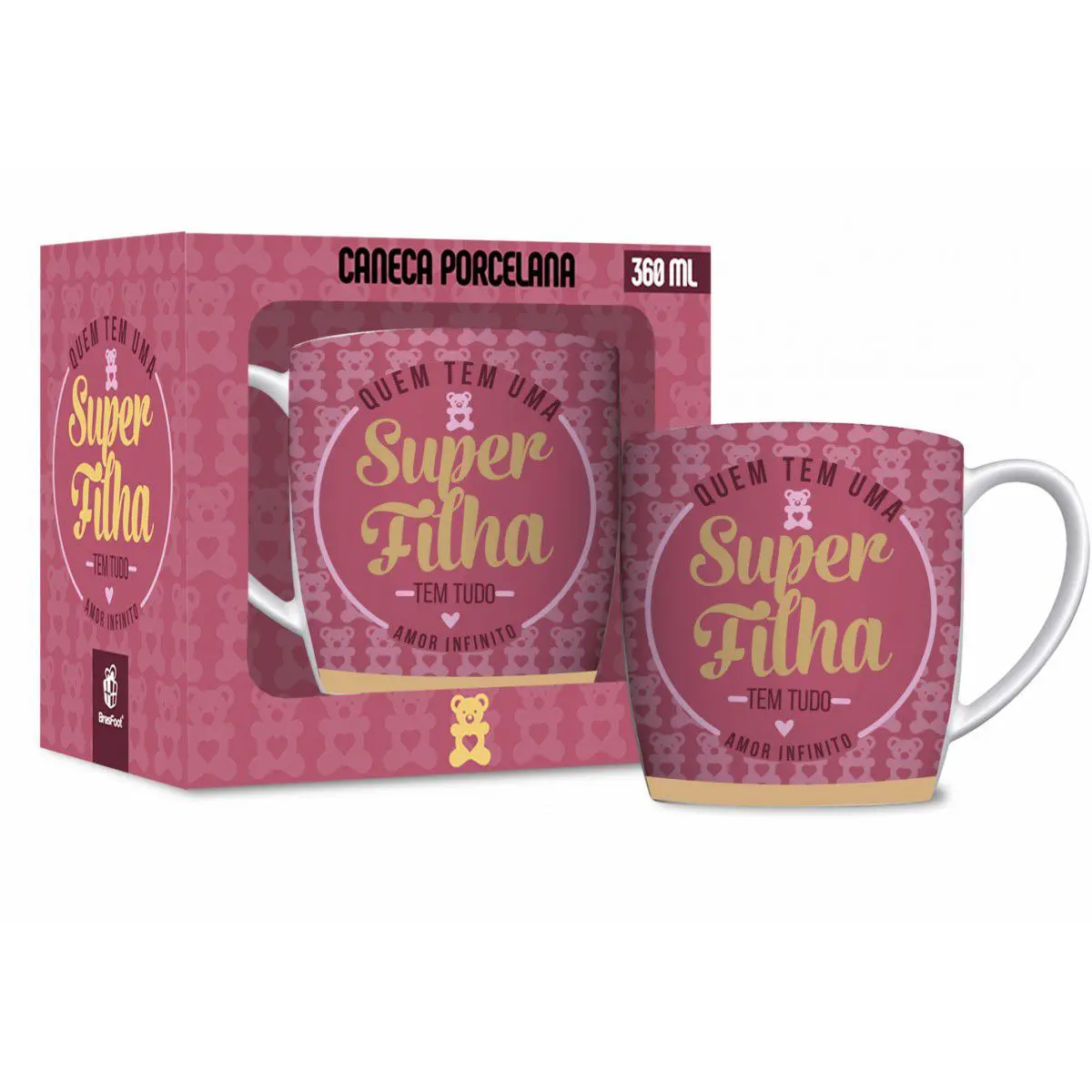 CANECA PORCELANA FAMILIA 360ML SUPER FILHA 2506 BRASFOOT UND