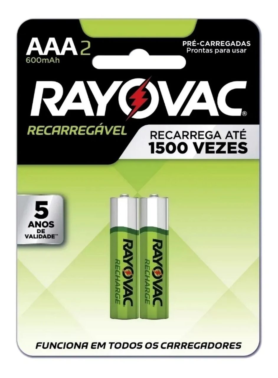 PILHA RECARREGAVEL 3A 600 MAH LD724-2BR RAYOVAC CARTELA 02 UNDS