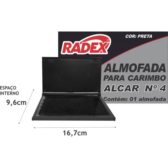 ALMOFADA CARIMBO N 4 16 PRETA RADEX UND