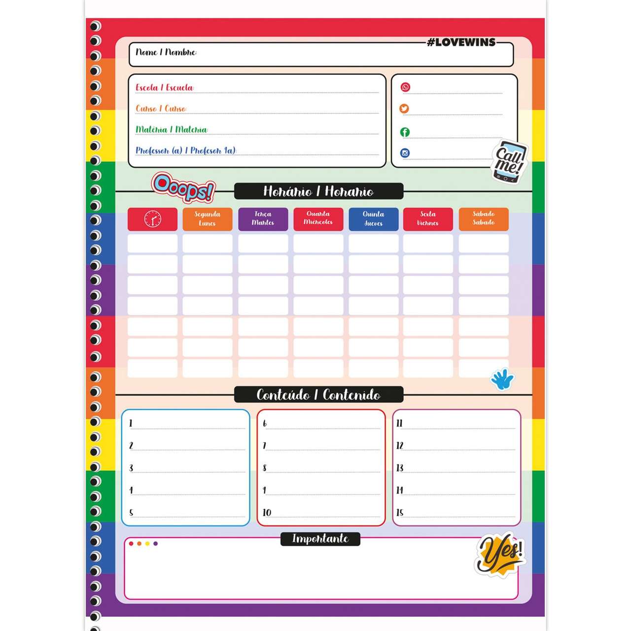 CADERNO UNIV. C/D 10X1 160 FLS LOVE WINS 233266 SAO DOMINGOS UND