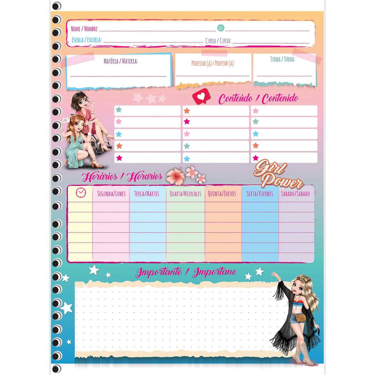 CADERNO UNIV. C/D 10X1 160 FLS GIRL POWER 233145 SAO DOMINGOS UND