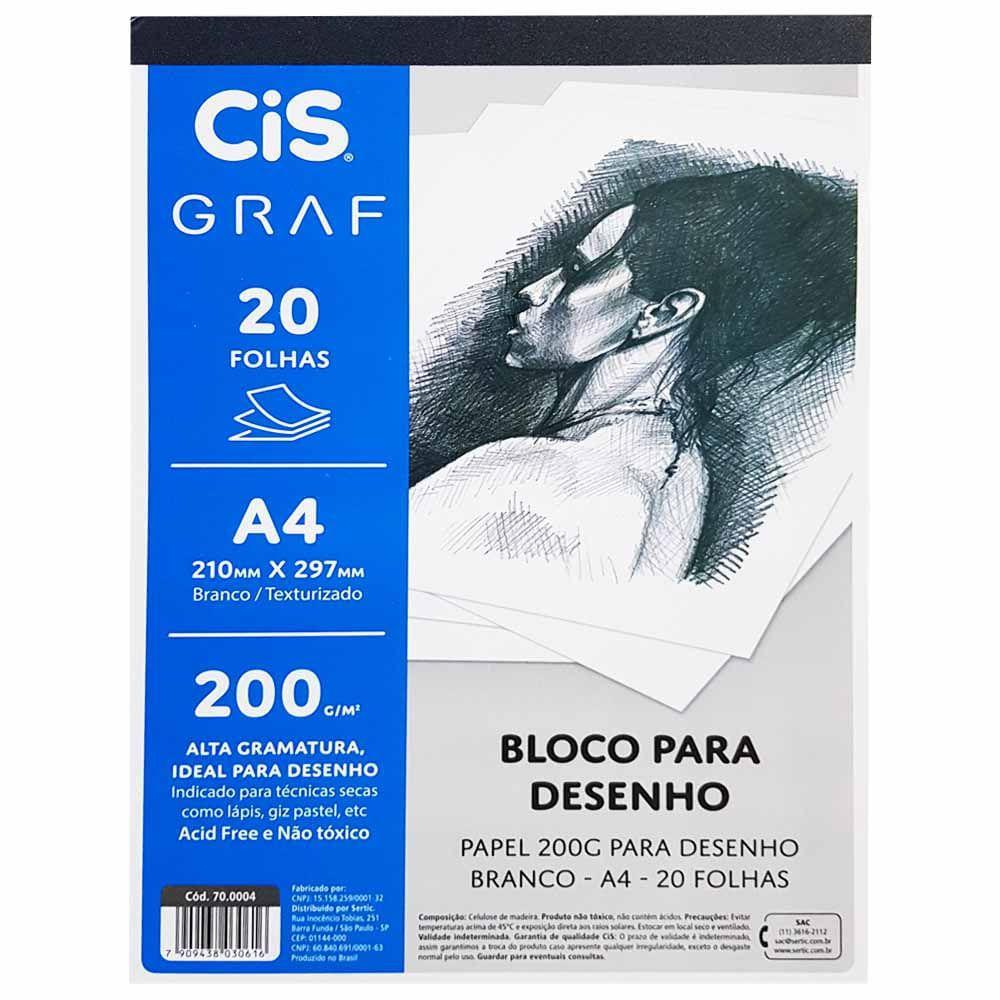 BLOCO BRANCO P/ DESENHO A4 200GRS 20FLS F-7952R CIS