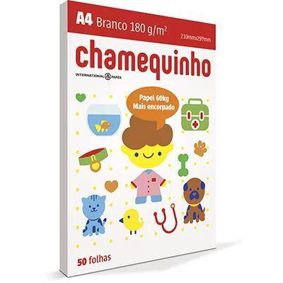 PAPEL A4 180 GM2 50FLS BRANCO CHAMEQUINHO