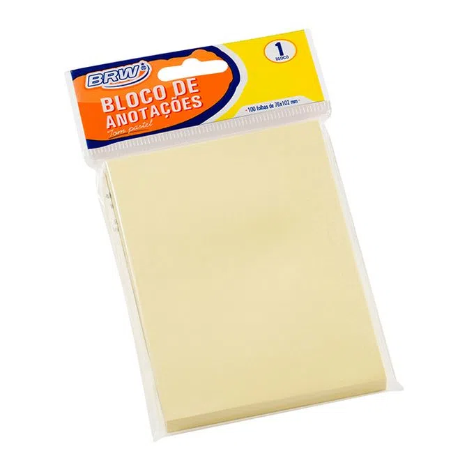 BLOCO ANOTACAO 76MMX102MM C/50FLS BA7551 AMARELO PASTEL BRW