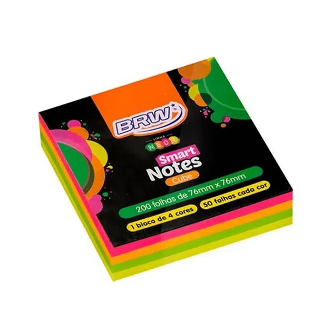 BLOCO ANOTACAO 76MMX76MM C/200FLS BA7602 COLORIDO NEON