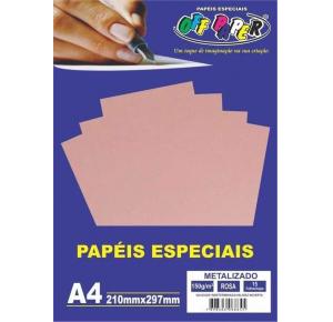 PAPEL METALIZADO A4 150GRS ROSA OFF PAPER PCT C/15 FLSc