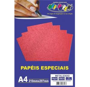 PAPEL METALIZADO A4 150GRS VERMELHO OFF PAPER PCT C/15 FLS