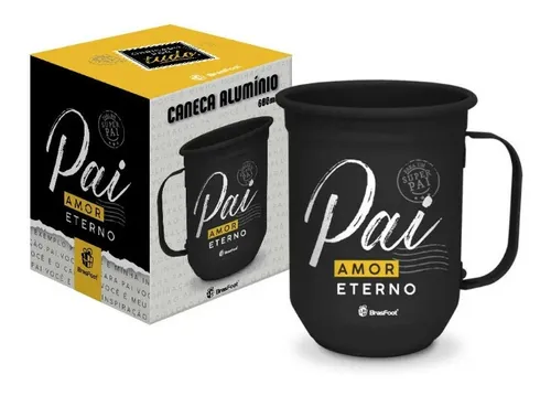 CANECA ALUMINIO 600ML PAI AMOR ETERNO 12054 BRASFOOT UND