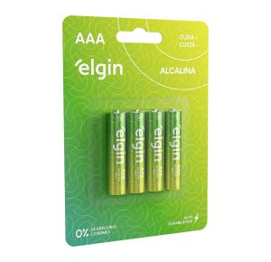 PILHA PALITO COMUM ALCALINA AAA 1.5V RO3 ELGIN CARTELA 04 UNDS