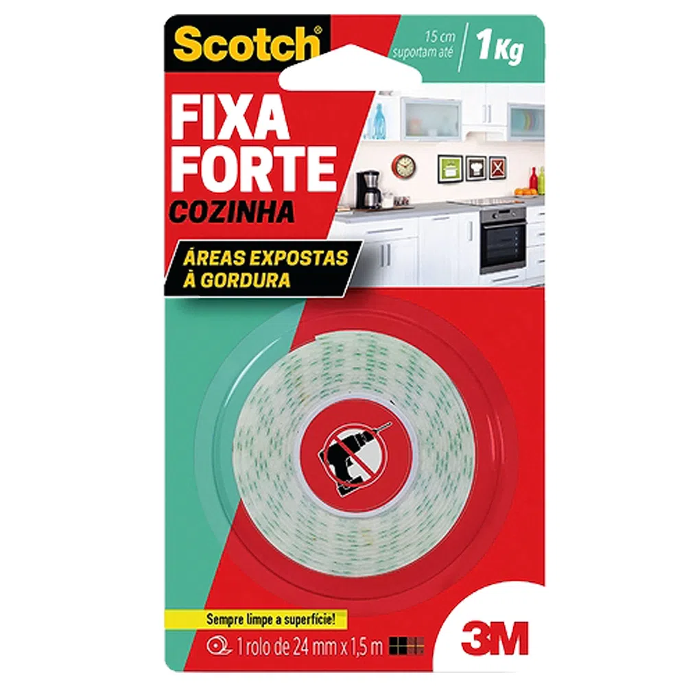 FITA DUPLA FACE FIXA FORTE COZINHA 1KG 24MMX1,5M HB004522957 SCOTCH 3M UND