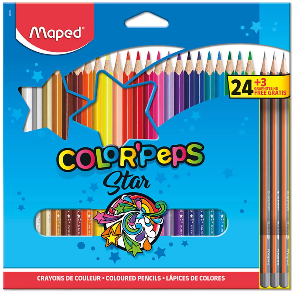 LAPIS DE COR 24 CORES COLOR PEPS STAR + 3 LAPIS N2 983703ZV MAPED UND