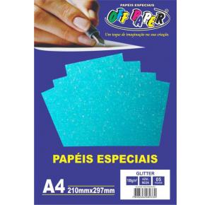 PAPEL A4 GLITTER 180GRS CORES OFF PAPER PCT C/05 FLS