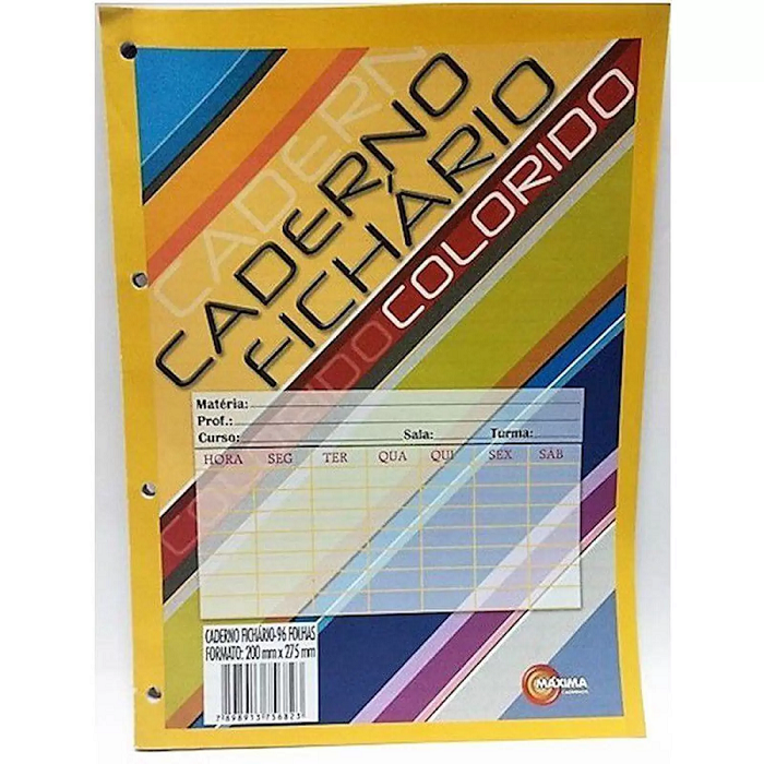 CADERNO FICHARIO COLORIDO 96FLS MAXIMA UND