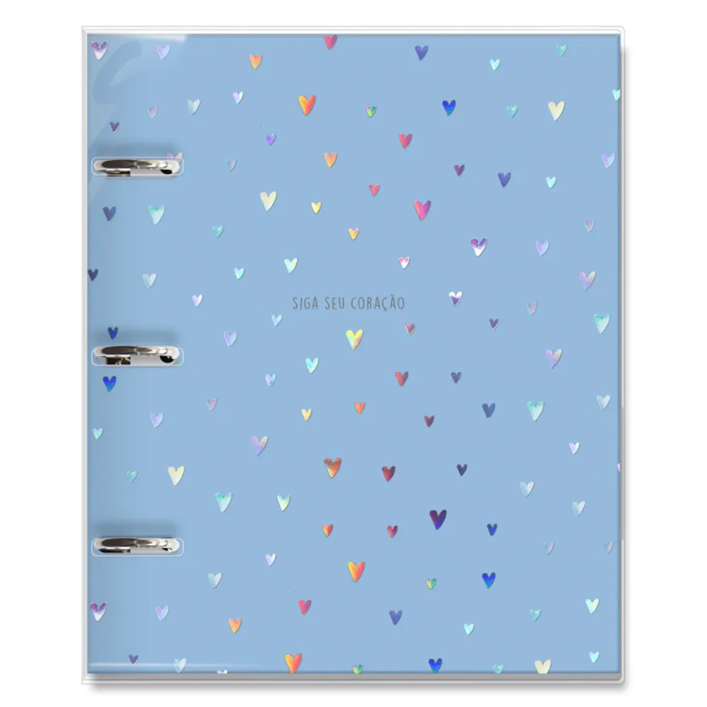 CADERNO ARGOLADO PLANNER CORACOES HOLOGRAFICOS 153FLS 4872 FINA IDEIA