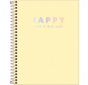 CADERNO COLEGIAL 1X1 80FLS CPP HAPPY CORES TILIBRA