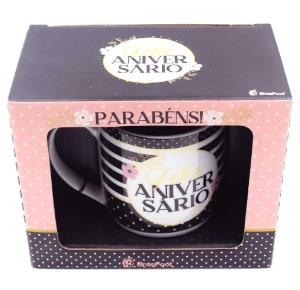 CANECA PORCELANA 360ML FELIZ ANIVERSARIO 10367 BRASFOOT UND