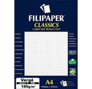 PAPEL A4 VERGE 180G 50FLS BRANCO FILIPAPER