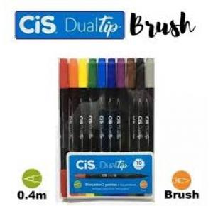 MARCADOR ARTISTICO AQUARELAVEL DUAL TIP C/ 10 CORES CIS