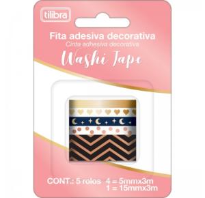 FITA ADESIVA WASHI TAPE WT01 BLT C/5 ROLOS 338079 TILIBRA UND