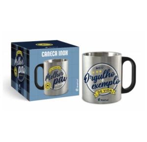 CANECA METAL INOX 300ML MELHOR PAI DO MUNDO 11995 BRASFOOT UND